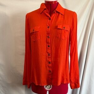 Mine Orange Button-Up Blouse